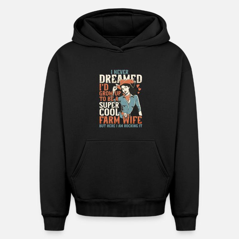 Ehefrau eines Bauern Mutter - Oversized Heavyweight Unisex Hoodie - Schwarz