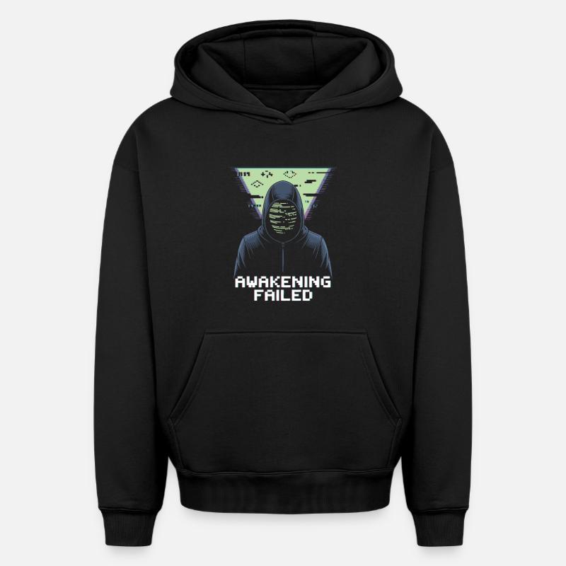 Éveil échoué – Bug cyber rétro - Sweat à capuche unisexe oversize épais SPREAD - noir