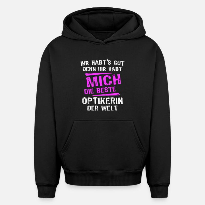 Opticien Spruch - Sweat à capuche unisexe oversize épais SPREAD - noir