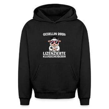 Apprentice 2026 Apprenticeship passed journeyman's examination - Oversized Heavyweight Unisex Hoodie - black - Front - AI Model Female 172 light (172cm) & AI Model Male 185 light (185cm)