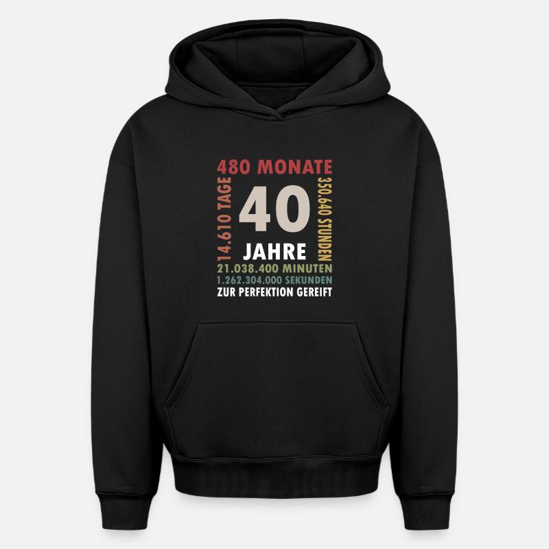 Cadeau d’anniversaire de 40 ans quarante - Sweat à capuche unisexe oversize épais SPREAD - noir