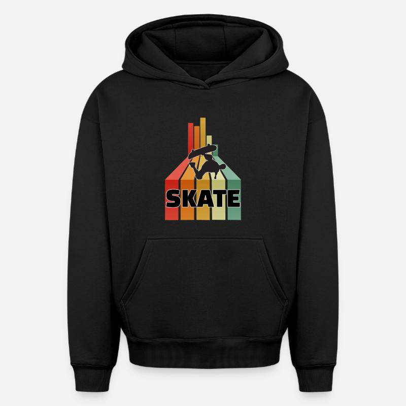 Skateboard Skate - Sweat à capuche unisexe oversize épais SPREAD - noir