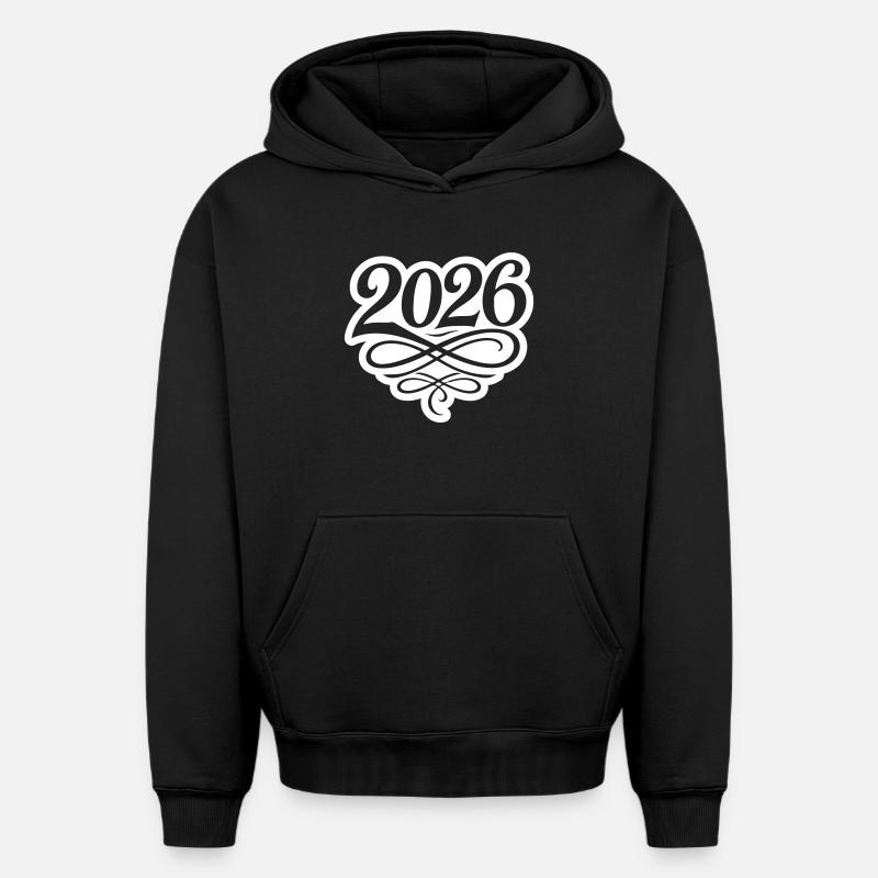 Année 2026 - Sweat à capuche unisexe oversize épais SPREAD - noir