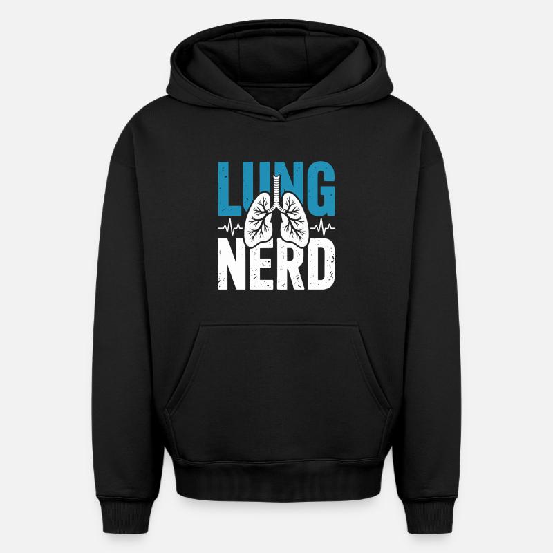 Graphisme de nerds pulmonaires - Sweat à capuche unisexe oversize épais SPREAD - noir