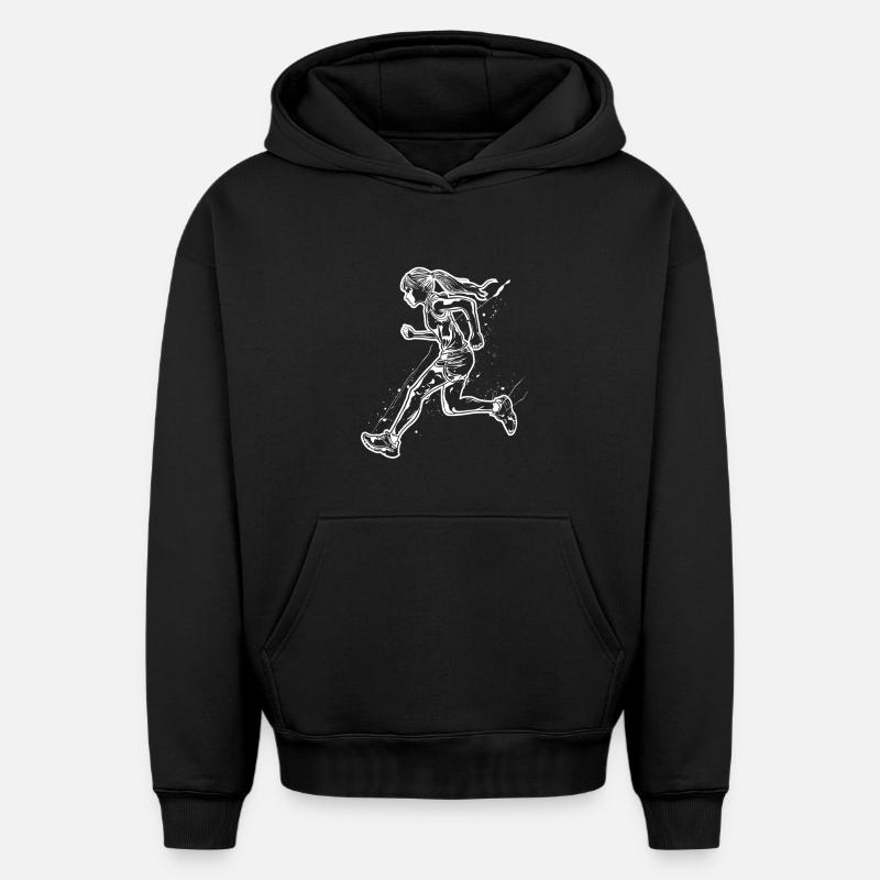 Sketch du coureur - Sweat à capuche unisexe oversize épais SPREAD - noir