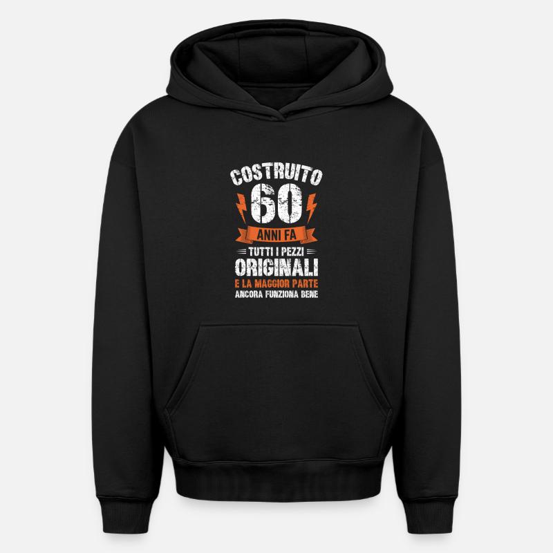 60 Anni Fa Compleanno Retrò Divertente - Sweat à capuche unisexe oversize épais SPREAD - noir