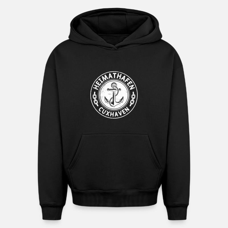 Cuxhaven HEIMATHAFEN CUXHAVEN Drôle - Sweat à capuche unisexe oversize épais SPREAD - noir