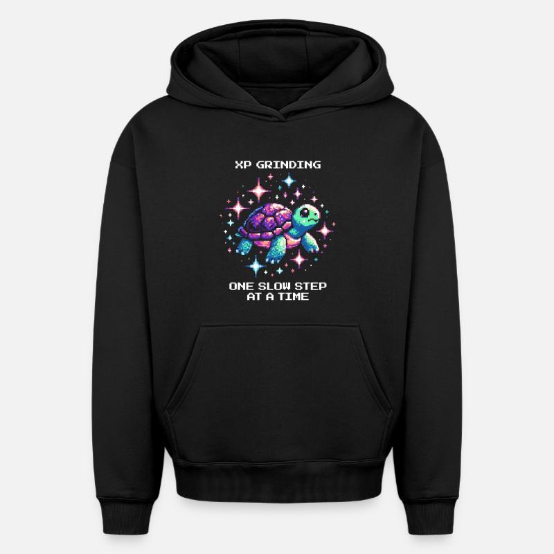 Grinder l’XP | Tortue - Sweat à capuche unisexe oversize épais SPREAD - noir