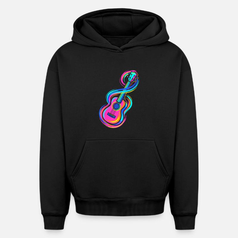 Guitare - Sweat à capuche unisexe oversize épais SPREAD - noir