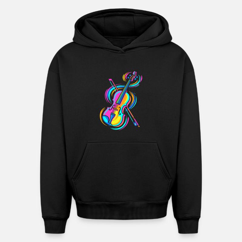 violon - Sweat à capuche unisexe oversize épais SPREAD - noir