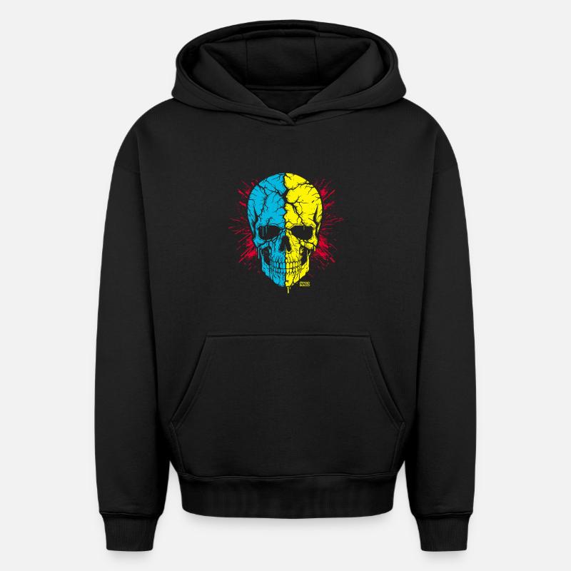 Crâne - Sweat à capuche unisexe oversize épais SPREAD - noir