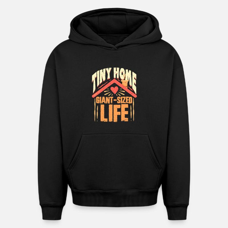 Tiny House - Sweat à capuche unisexe oversize épais SPREAD - noir
