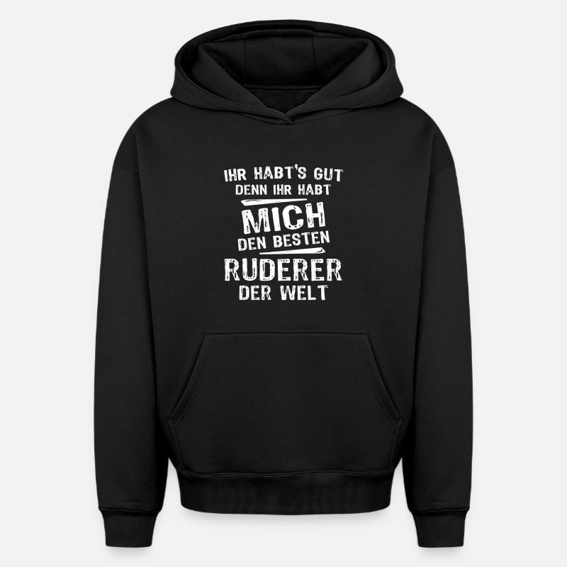 Rameur - Sweat à capuche unisexe oversize épais SPREAD - noir