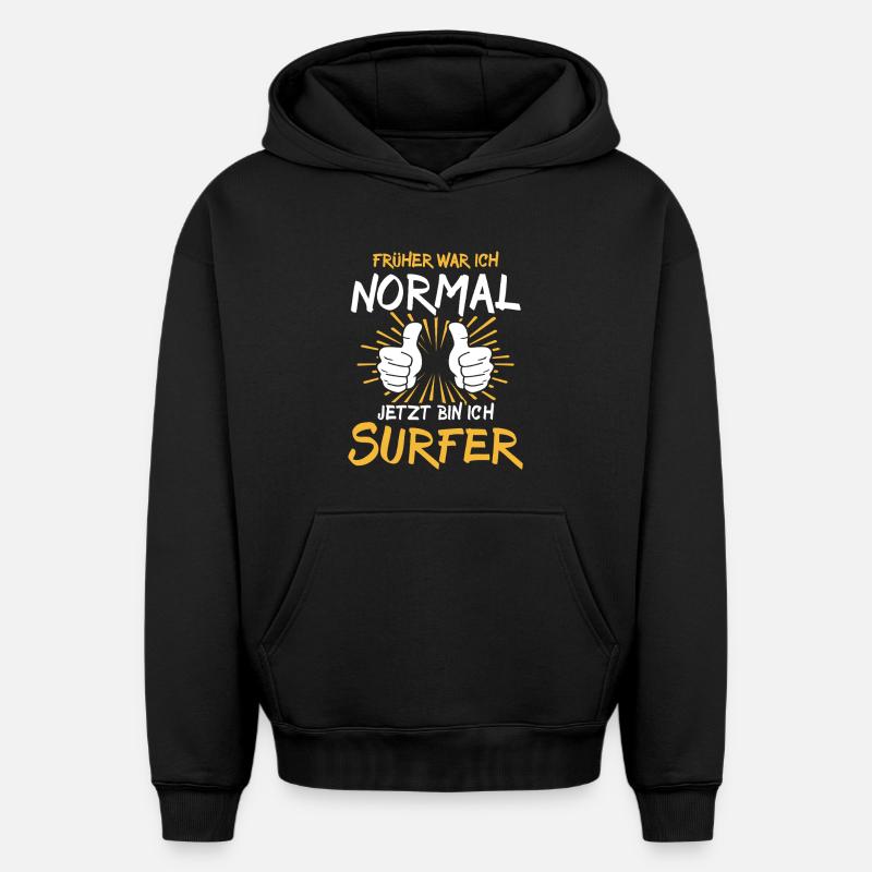 Dicton de surfeur - Sweat à capuche unisexe oversize épais SPREAD - noir