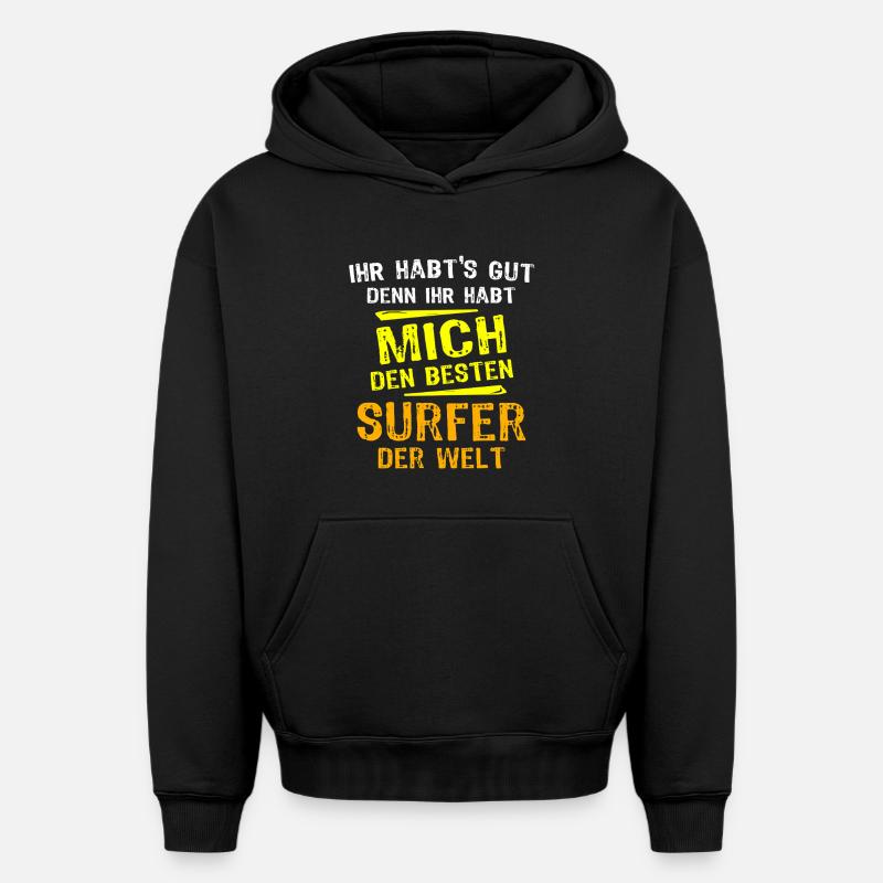 Cadeau Surfeur - Sweat à capuche unisexe oversize épais SPREAD - noir