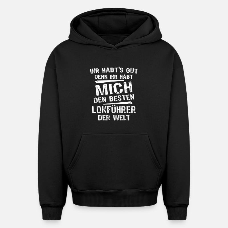 Pilote de moteur - Sweat à capuche unisexe oversize épais SPREAD - noir