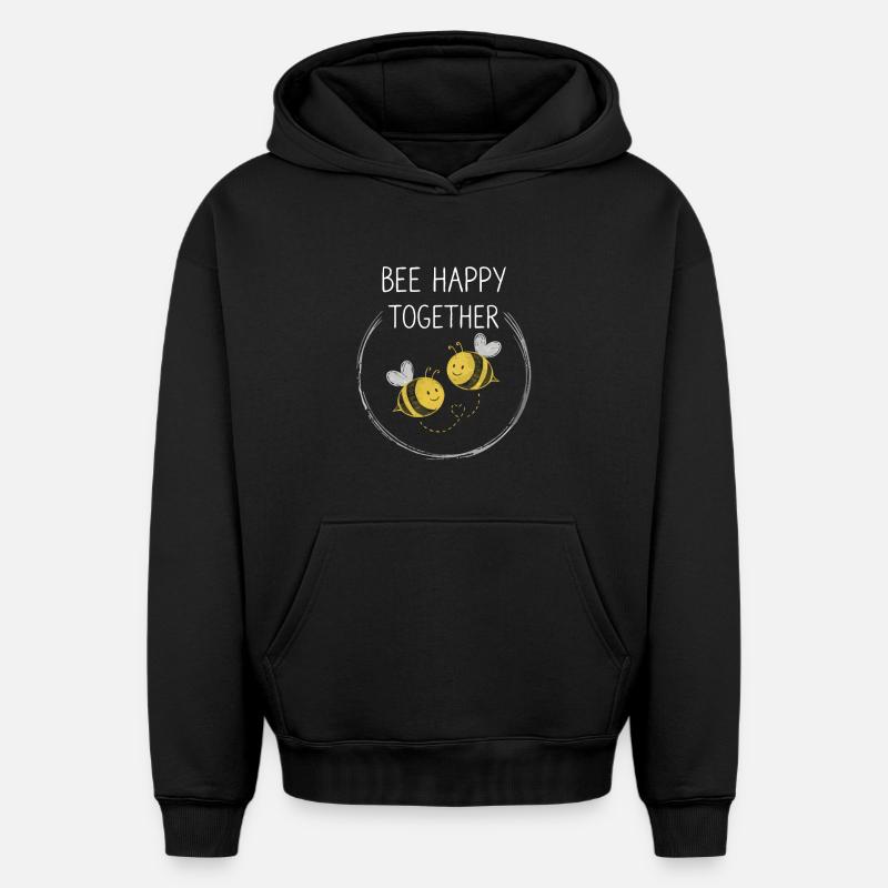 Abeilles Heureuses Ensemble - Sweat à capuche unisexe oversize épais SPREAD - noir