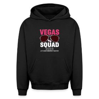 Vacances de fête de l’Équipe de Vegas 2026 - Sweat à capuche unisexe oversize épais SPREAD - noir - Devant - AI Model Female 172 light (172cm) & AI Model Male 185 light (185cm)