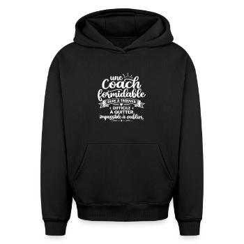 Coach Formidable Idée Cadeau Coach Sportif Humour - Sweat à capuche unisexe oversize épais SPREAD - noir - Devant - AI Model Female 172 light (172cm) & AI Model Male 185 light (185cm)