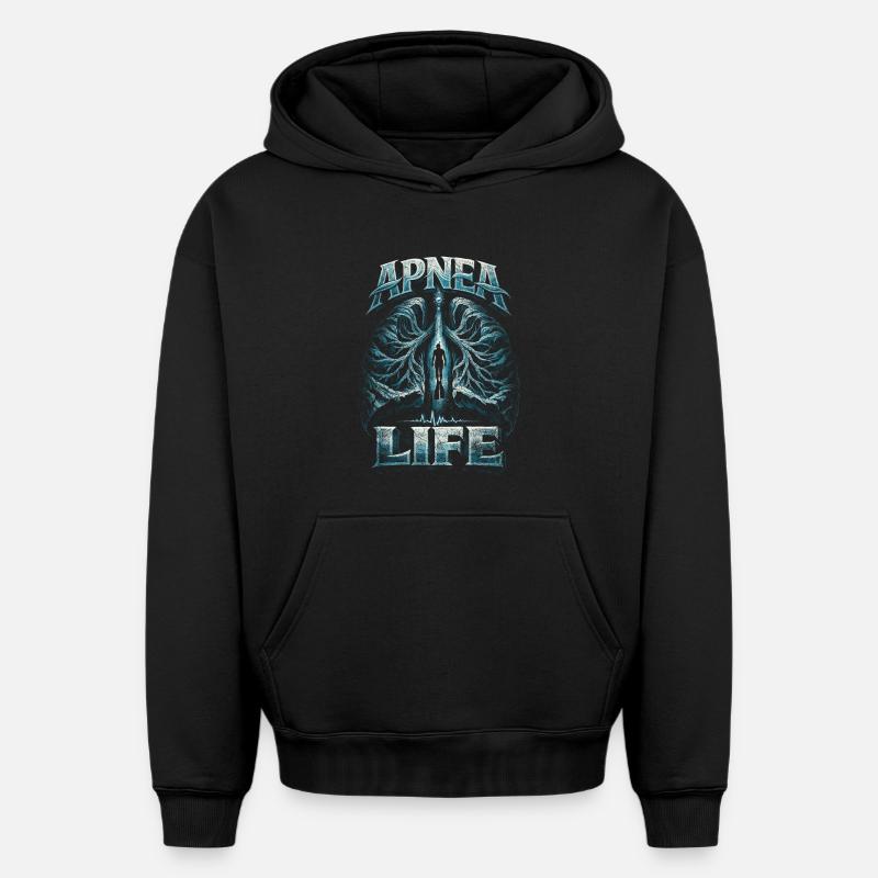 Apnée apnée apnée - Sweat à capuche unisexe oversize épais SPREAD - noir