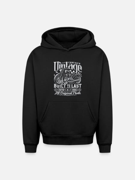 1966 Vintage Fødselsdagsgave til Vintage Motorcykel - Unisex oversize hættetrøje i kraftig kvalitet - sort
