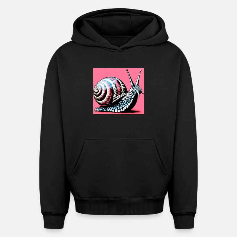Escargot - Sweat à capuche unisexe oversize épais SPREAD - noir