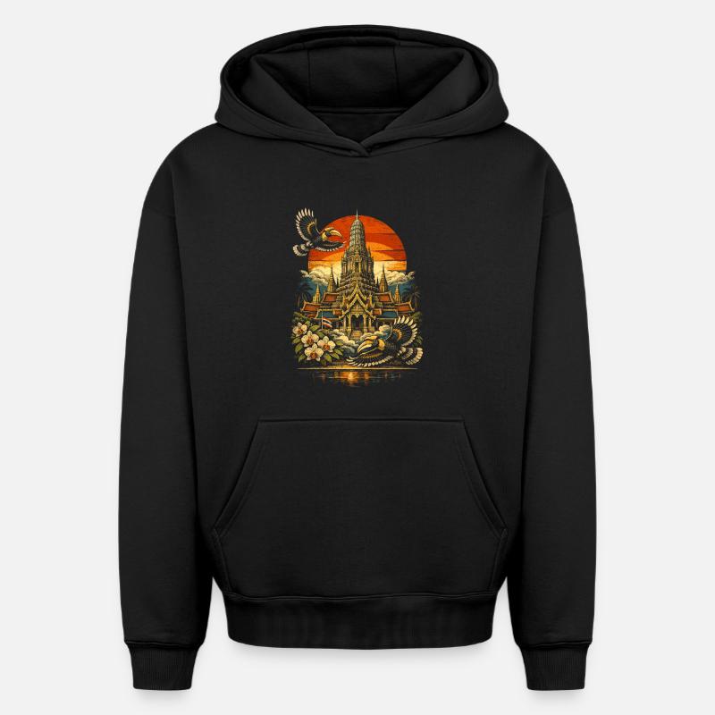 Fierté Thaïlandaise - Sweat à capuche unisexe oversize épais SPREAD - noir