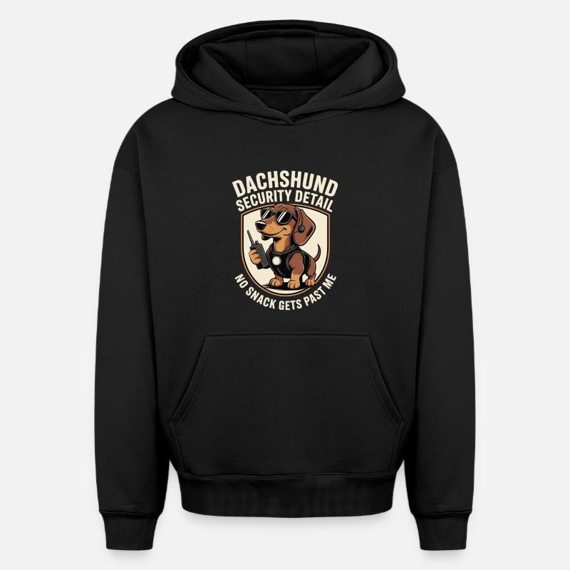 Dackel Snackwache - Oversized Heavyweight Unisex Hoodie - Schwarz