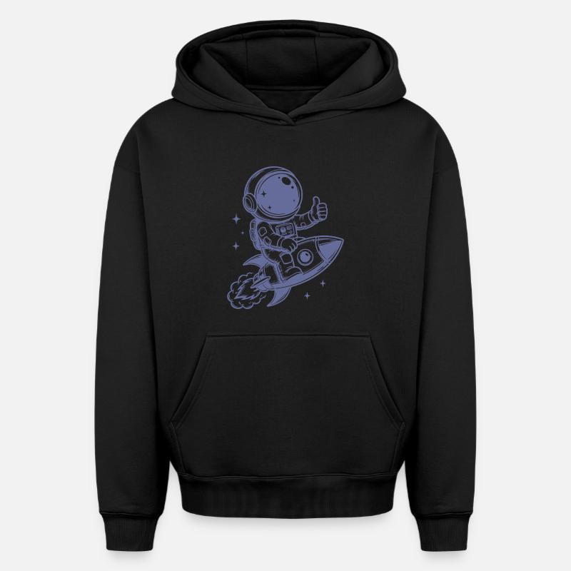Astronaute en aventure spatiale - Sweat à capuche unisexe oversize épais SPREAD - noir