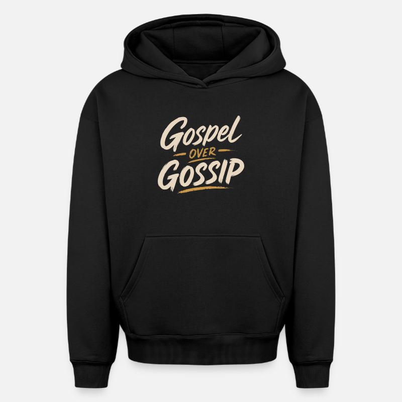 L’Évangile plutôt que les ragots - Sweat à capuche unisexe oversize épais SPREAD - noir