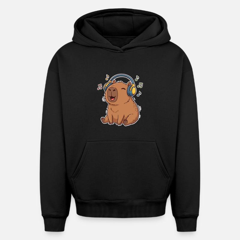 Chant de la musique capybara - Sweat à capuche unisexe oversize épais SPREAD - noir