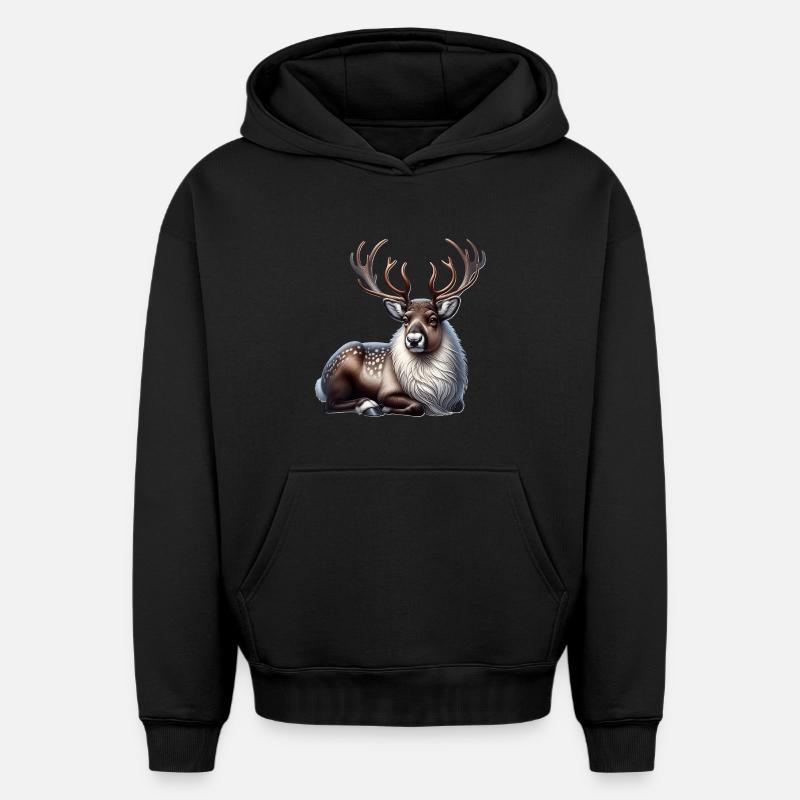 Renne - Sweat à capuche unisexe oversize épais SPREAD - noir
