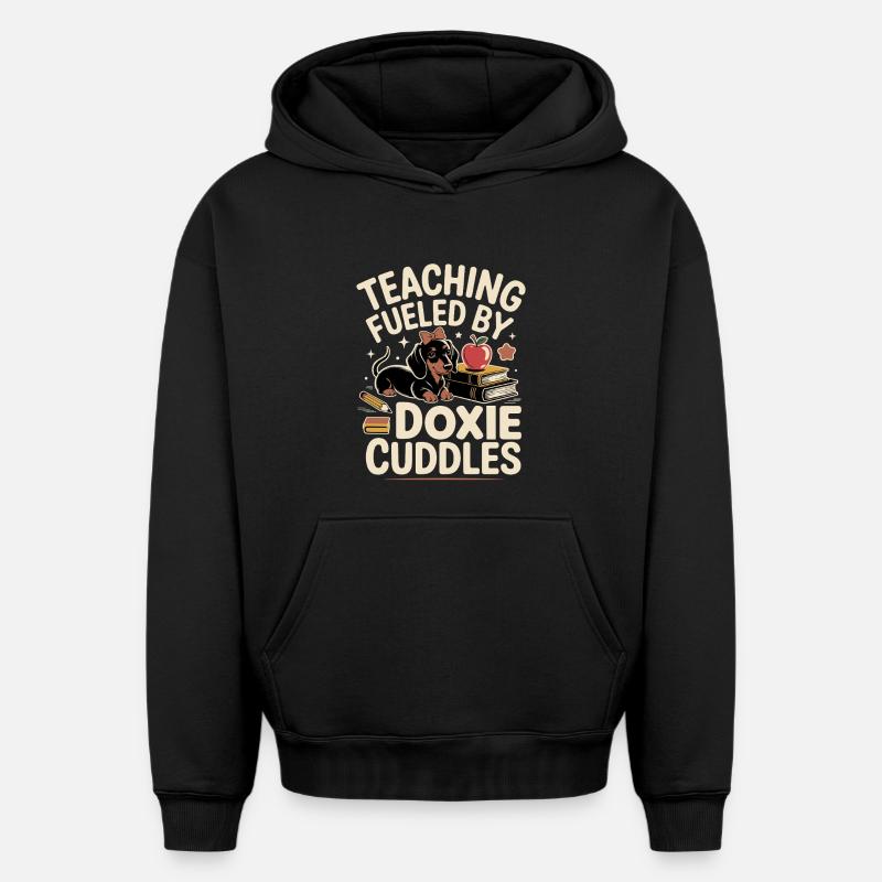 Enseignant teckel - Sweat à capuche unisexe oversize épais SPREAD - noir