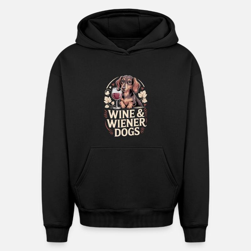 Vin & Chiens viennois - Sweat à capuche unisexe oversize épais SPREAD - noir