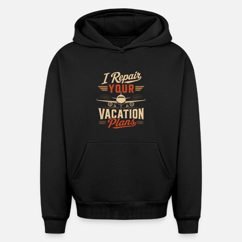 Luftfahrt Technik Flugzeugwartung Experte - Oversized Heavyweight Unisex Hoodie - Schwarz