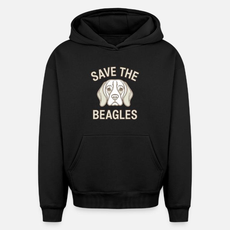 Sauvez les Beagle - Sweat à capuche unisexe oversize épais SPREAD - noir
