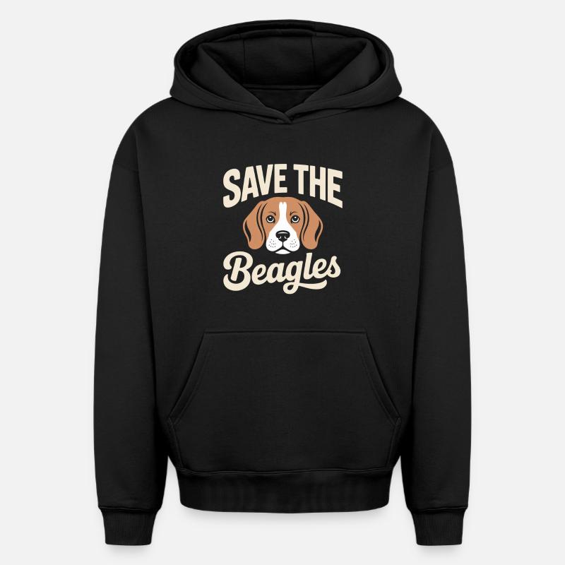 Sauvez les Beagles Beagle Face Tee - Sweat à capuche unisexe oversize épais SPREAD - noir