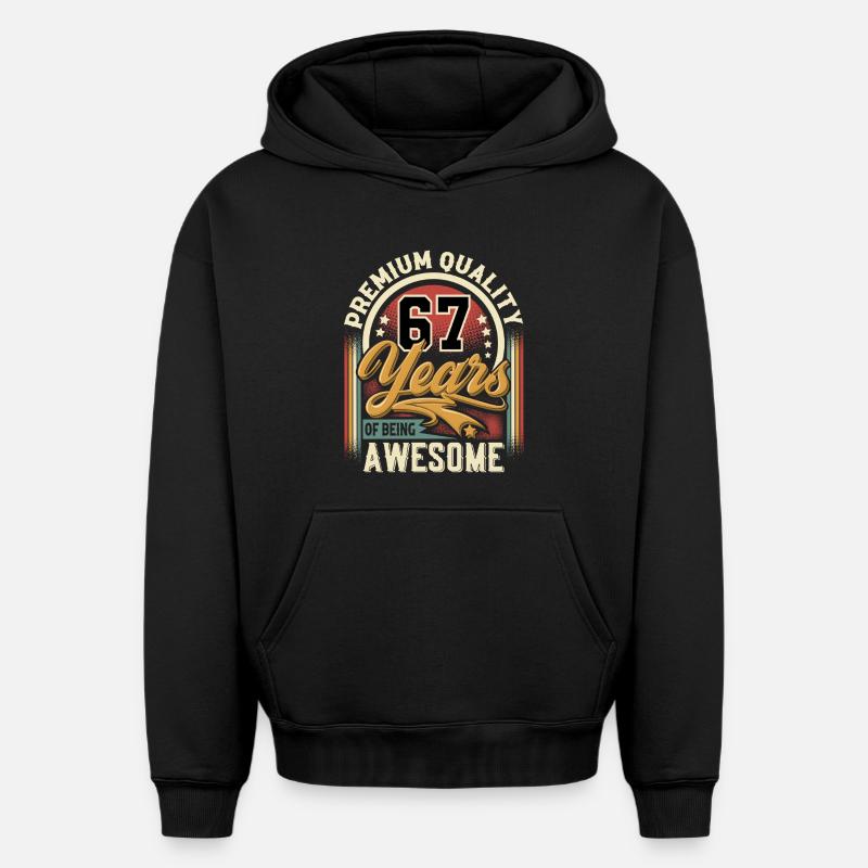 67e anniversaire Millésime - Sweat à capuche unisexe oversize épais SPREAD - noir