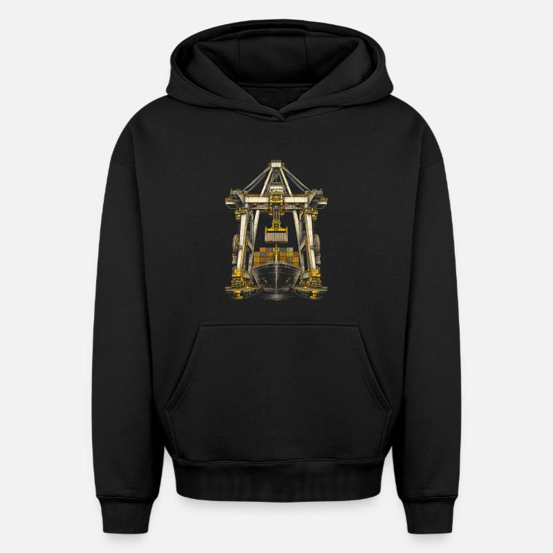 docker - Sweat à capuche unisexe oversize épais SPREAD - noir