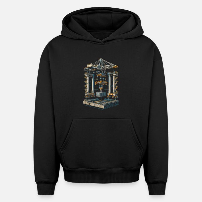 docker - Sweat à capuche unisexe oversize épais SPREAD - noir