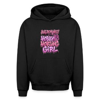 Fille de la Cavalière Hobby Graffiti Cheval - Sweat à capuche unisexe oversize épais SPREAD - noir - Devant - AI Model Female 172 light (172cm) & AI Model Male 185 light (185cm)