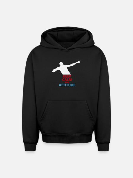 Calm and Attitude Silhouette - Oversized Heavyweight Unisex Hoodie - black