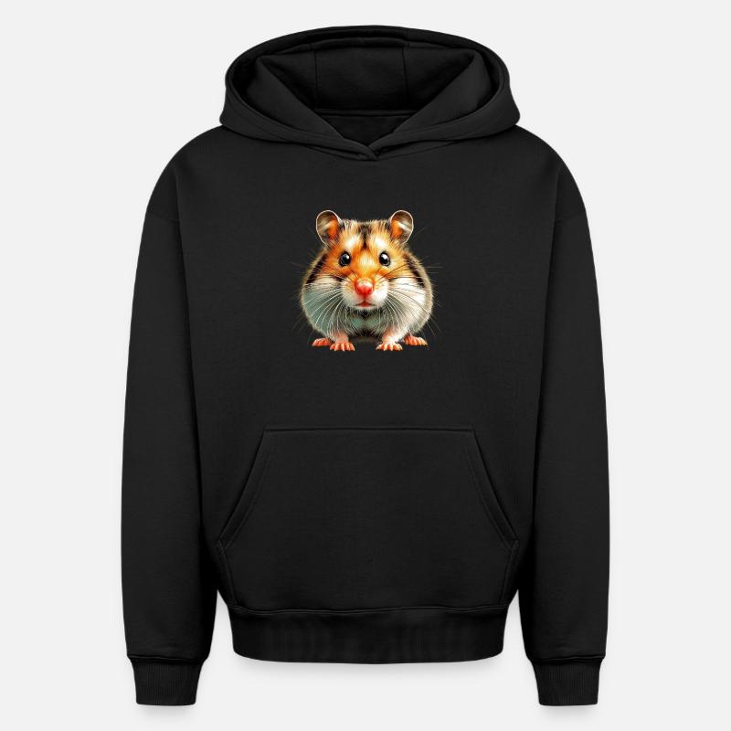 Hamster - Sweat à capuche unisexe oversize épais SPREAD - noir