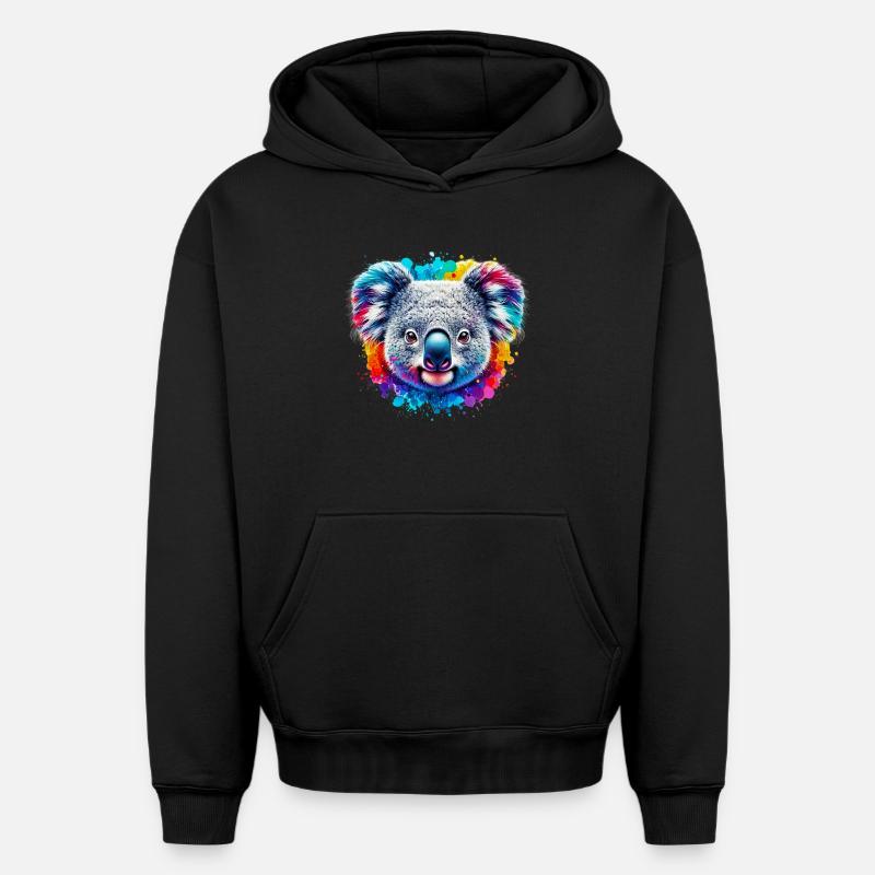 Koala - Sweat à capuche unisexe oversize épais SPREAD - noir