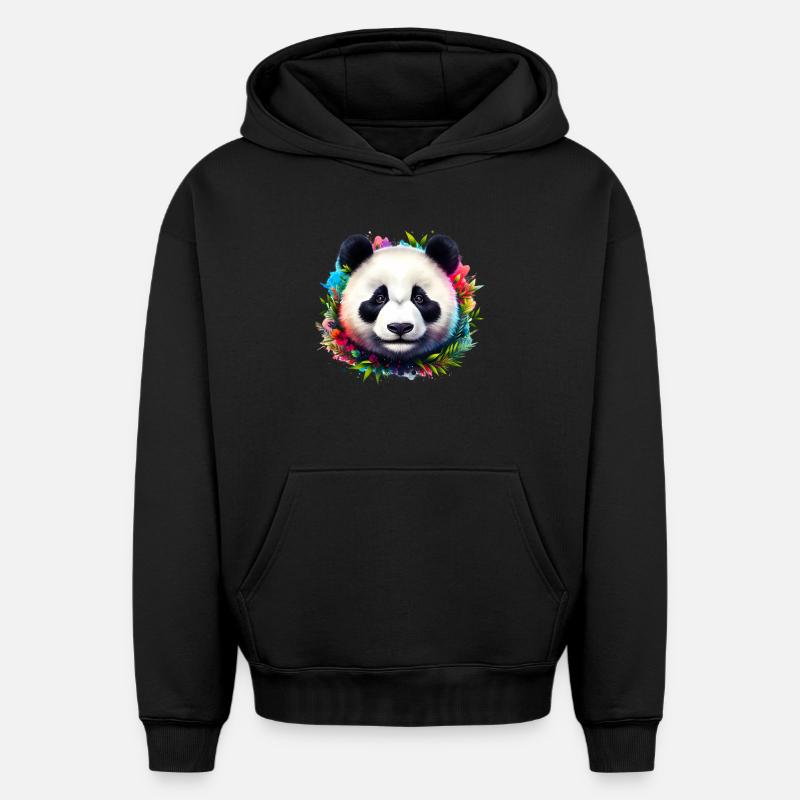 Panda - Sweat à capuche unisexe oversize épais SPREAD - noir