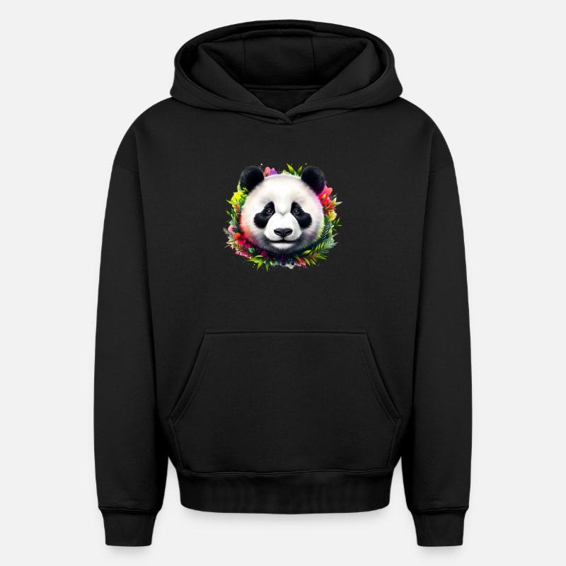 Panda - Sweat à capuche unisexe oversize épais SPREAD - noir