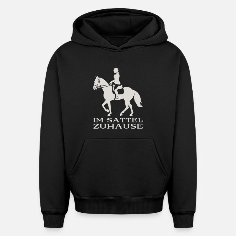 Chez soi en selle - Sweat à capuche unisexe oversize épais SPREAD - noir