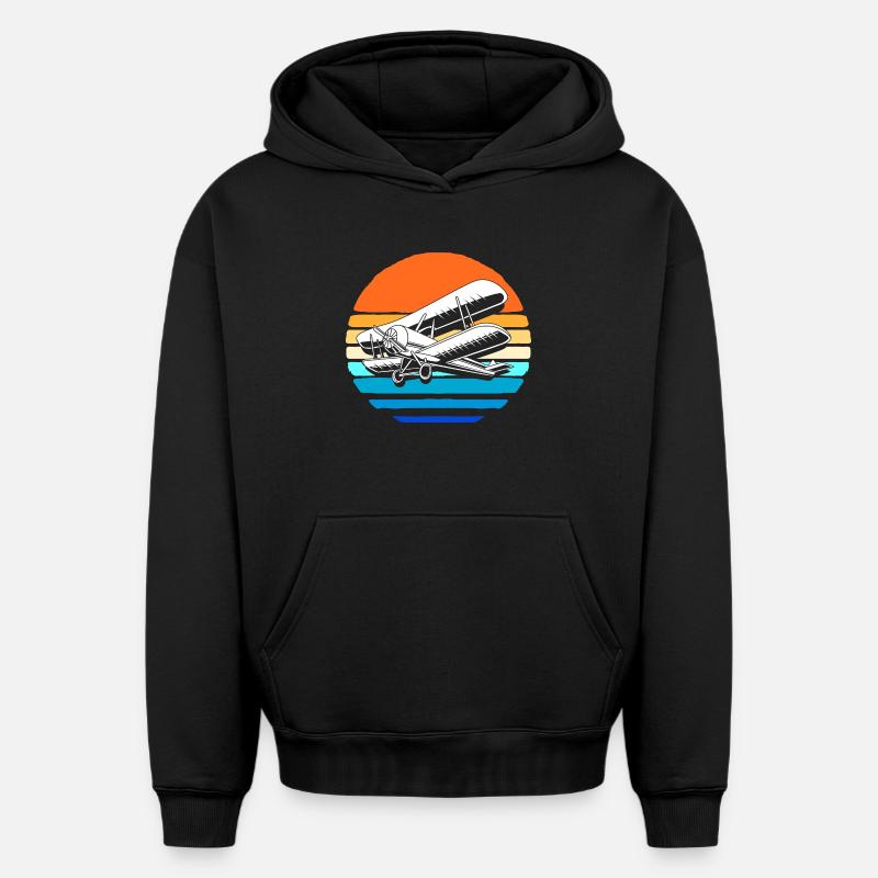 Avion modèle modèle - Sweat à capuche unisexe oversize épais SPREAD - noir