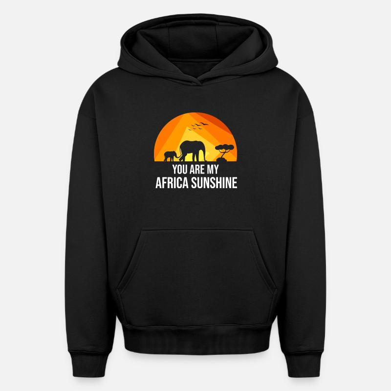 Safari Afrique Savane Éléphant de savane - Sweat à capuche unisexe oversize épais SPREAD - noir