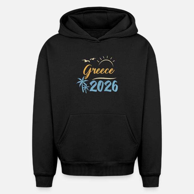 Grèce 2026 - Sweat à capuche unisexe oversize épais SPREAD - noir
